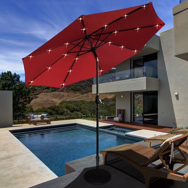 Shop Black Friday Deals On Maypex 9 Foot Solar Led Lighted Patio Umbrella Overstock 29406832