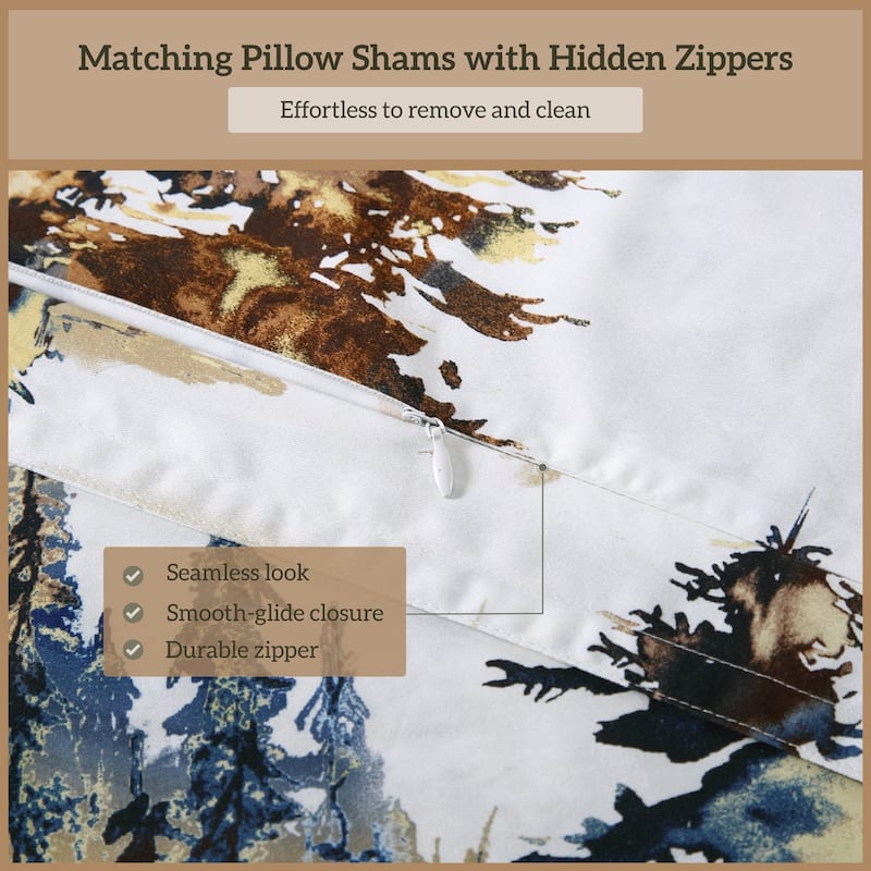 Paseo Road Acadia Cabin Bedding Woodland Lodge 3 Piece Reversible Comforter Set with Pillow Shams