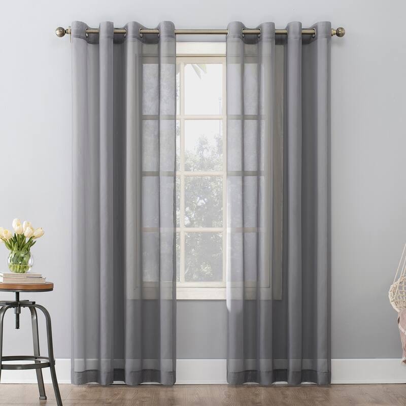 No. 918 Emily Voile Sheer Grommet Curtain Panel- Single Panel - 59x108 - Charcoal Gray
