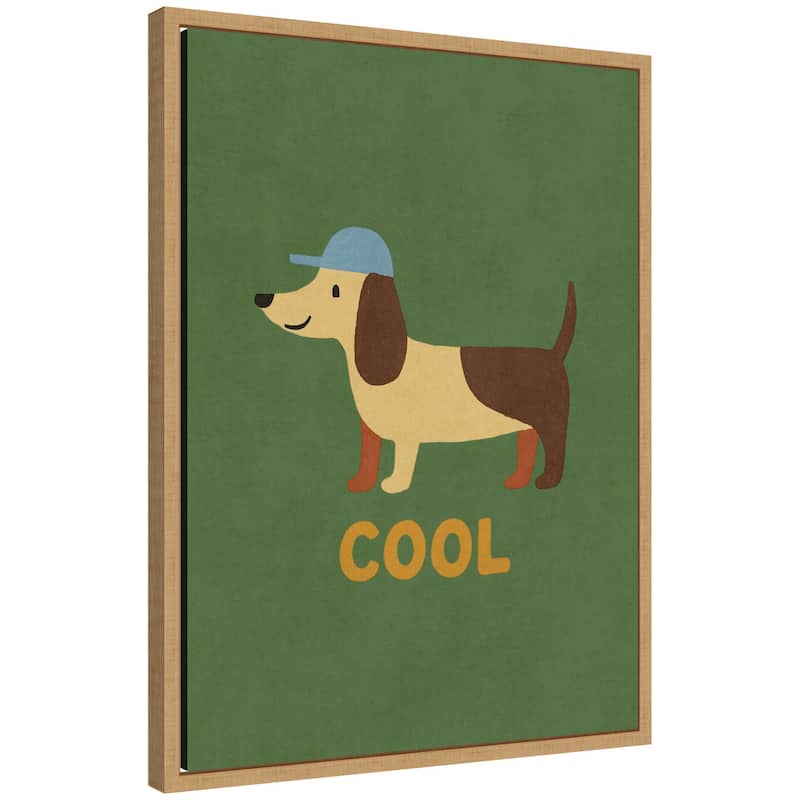 Kate and Laurel Cool Dog by Laura Moss Framed Canvas Wall Art Print - 18x24