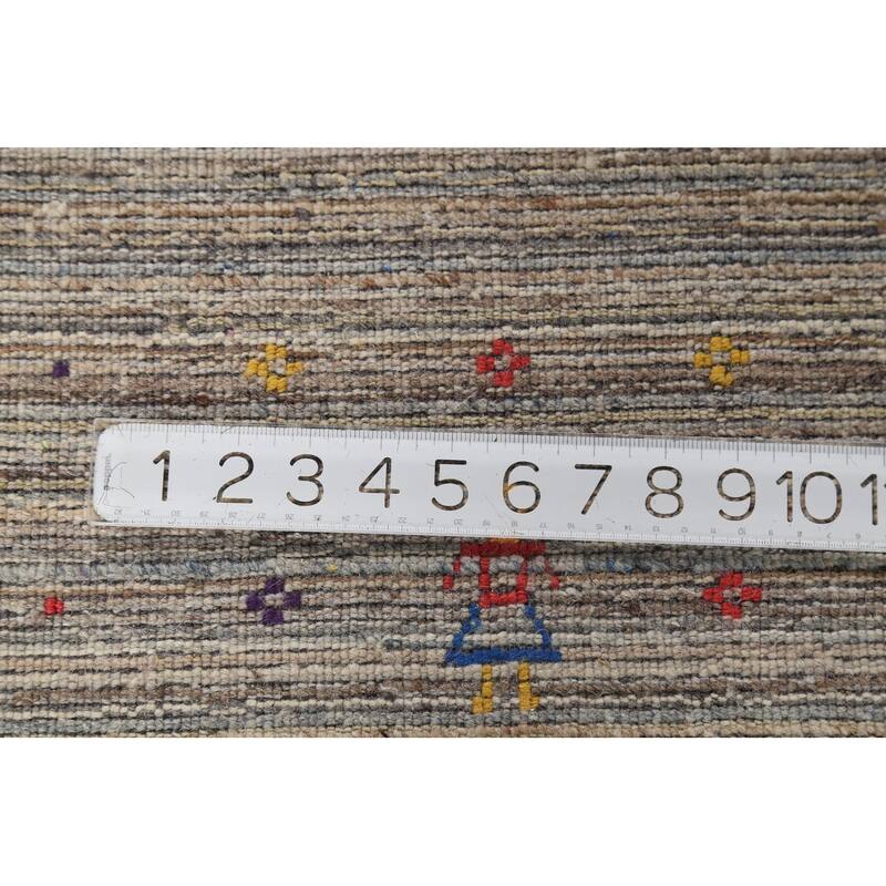 Striped Tribal Gabbeh Oriental Area Rug Handmade Wool Carpet - 4'11"x 7'11"