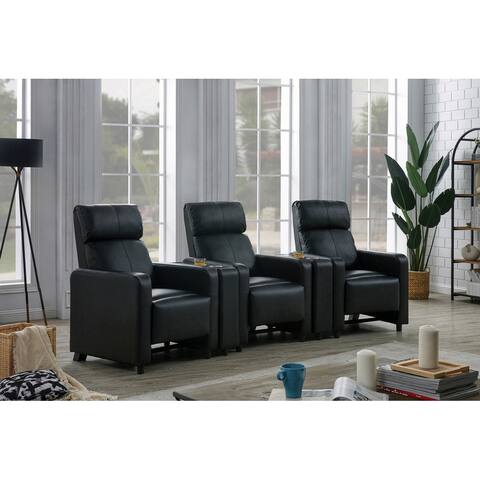 Warren Black Upholstered 3-seater Home Theater with 2 Wedge Consoles