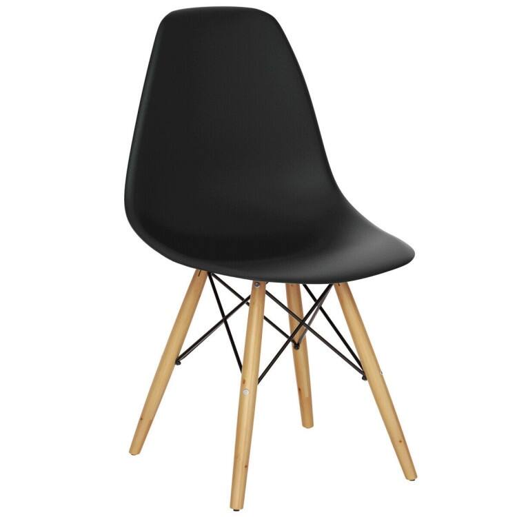 Set of 2 Ergonomic Dining Chairs with Cushion and Sturdy PP Seat and Wooden Frame - 18" x 19" x 33" (W x D x H)