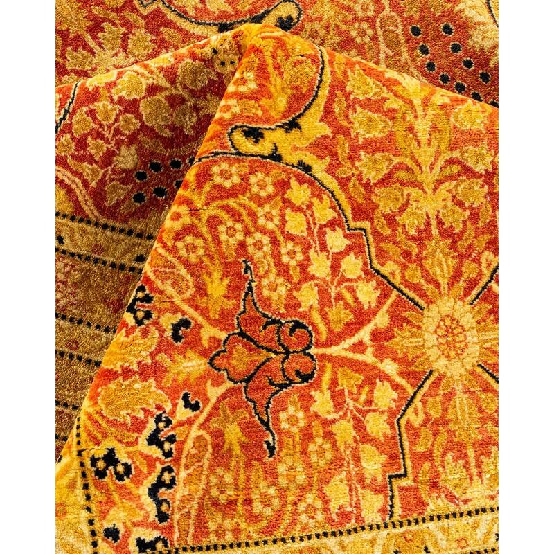 Overton Handknotted Wool Vintage Inspired Traditional Mogul Orange Area Rug - 18' 7" x 11' 10"