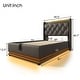 preview thumbnail 30 of 44, Lift Up Storage Platform Bed with USB Ports on Linen/PU Upholstered Headboard, 360° LED Low Profile Bed Frame, Remote Control