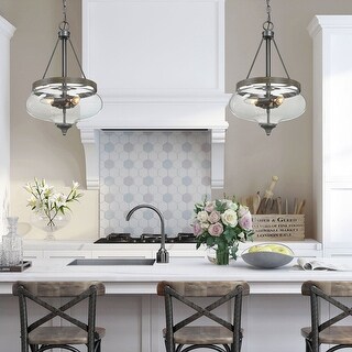 Modern 3-lights Black Glass Pendant Light Fixture for