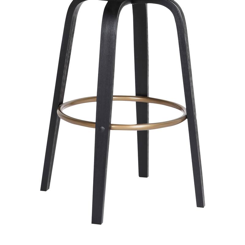 Topanga Modern Swivel Bar Stool, Upholstered Counter Height Chair with Bentwood Legs