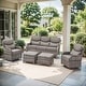 preview thumbnail 169 of 187, Outdoor Patio Sofa Swivel Chair with 6-Inch Thick Cushions Set 5PCS Sofa w/ Swivel Chair Ottoman - Grey Wicker Grey Cushion