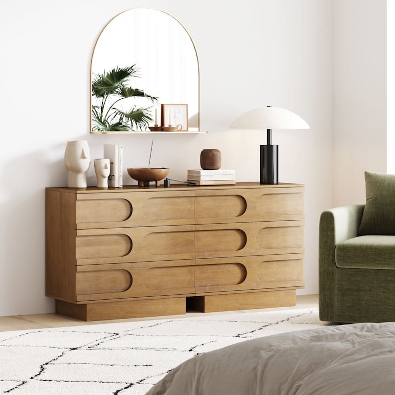 Iris 3 Drawer Dresser, Mid-Century Modern Solid Wood Dresser for Bedroom