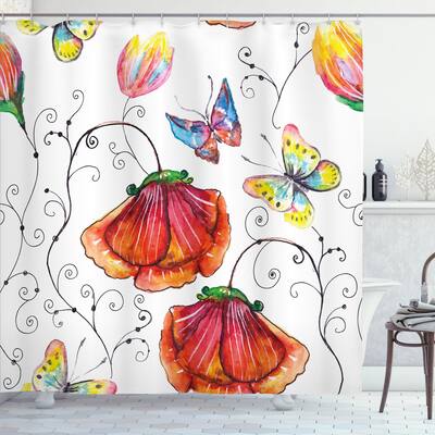 Ambesonne Nature Shower Curtain, Cloth Fabric Bathroom Decor Set with Hooks