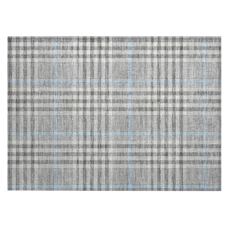 Machine Washable Indoor/ Outdoor Plaid Chantille Rug