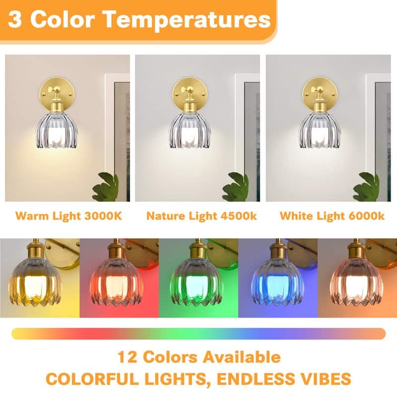 Adjustable Vintage Wall Sconce with Amber Tulip Glass Brass Fixture with Switch Ideal for Bedroom Hallway or Entry