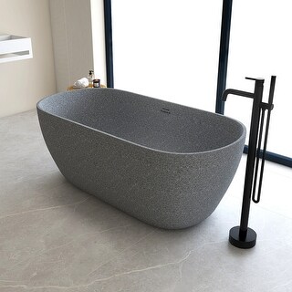 Lasaideal 62.99'' Freestanding Soaking Bathtub Solid Surface