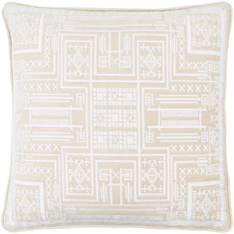 Colly Geometric Velvet Throw Pillow - 20x20 Cover Only - Cream/White