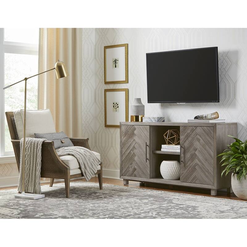 60" TV Console, Entertainment Stand, Wood Accent Cabinet, Fully Assembled, Gray - 60"W x 32"H x 16"D