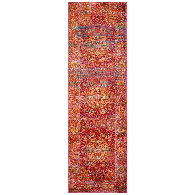 SAFAVIEH Luxor Janelle Modern Overdyed Distressed Fuchsia/ Gold Rug - 2'2" x 9' Runner - Fuchsia/Gold