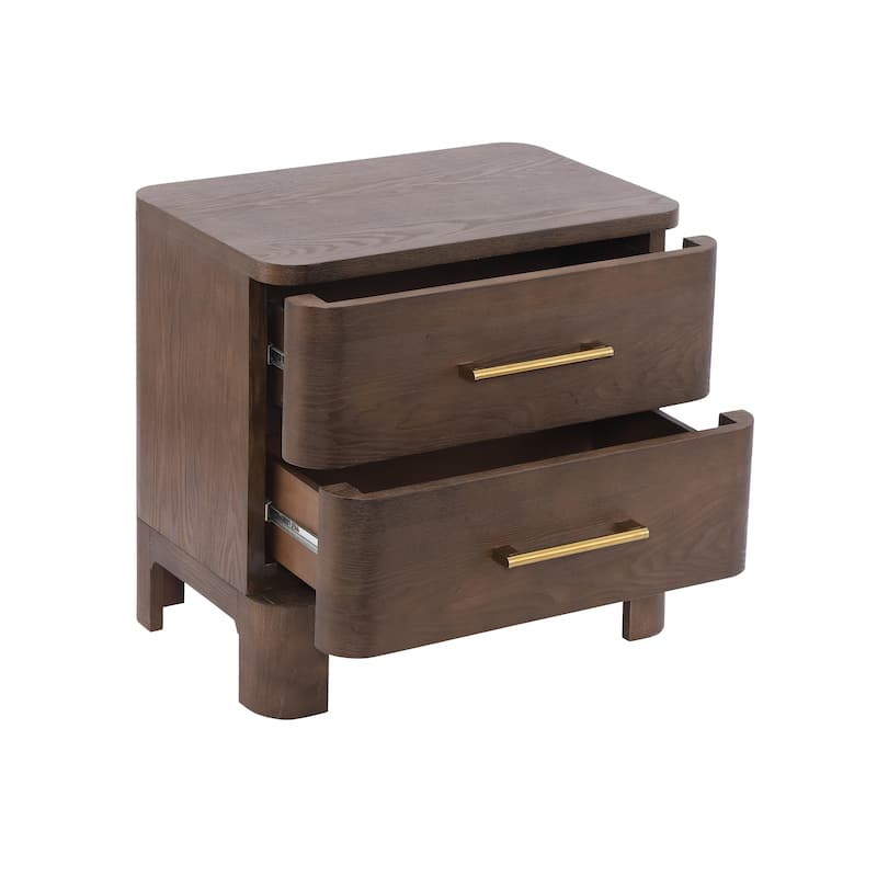 Christopher Knight Home - Modern Nightstand with 2 Drawers and Brushed Gold Handles