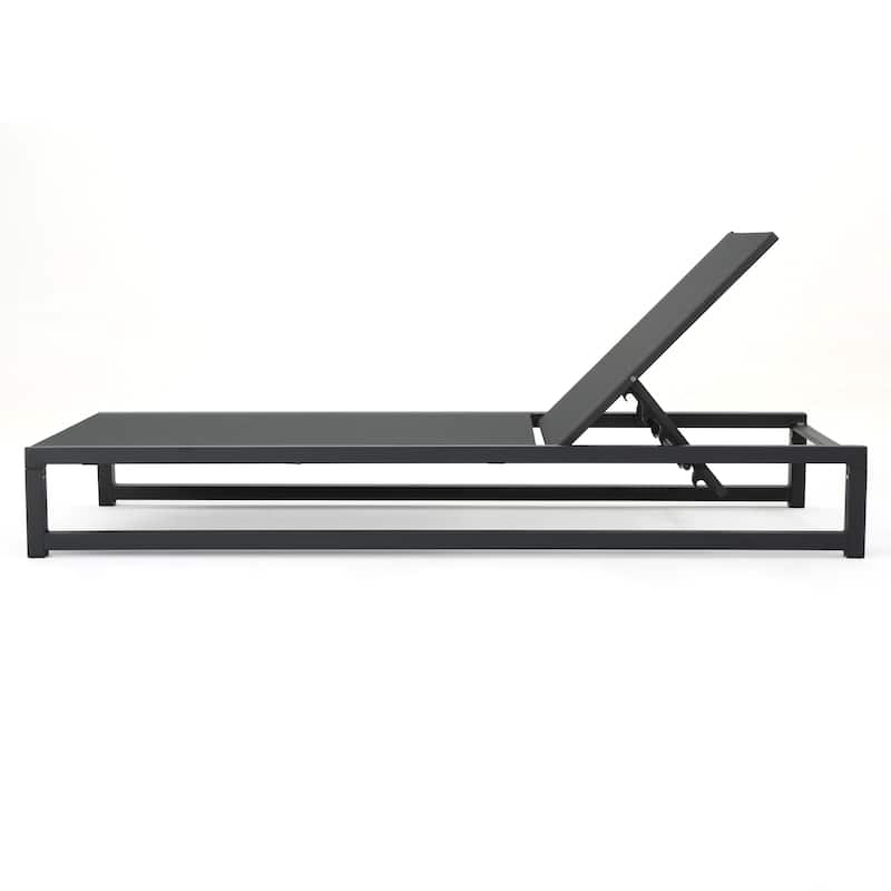 Modern Outdoor Mesh Chaise Lounge Chair Armless Sun Lounge Chair with Adjustable Backrest for Poolside Patio