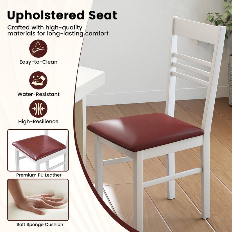 Gymax Wood Dining Chairs Set of 2 w/Rubber Wood Frame Padded Seat &