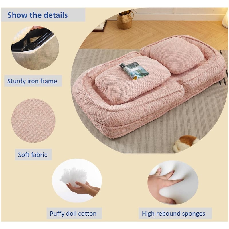Human Dog Bed,Lazy Sofa Couch ,5 Adjustable Position,Sit,Sleep,fold,Suit to Put in Bedroom,Space Saving Design,Pink
