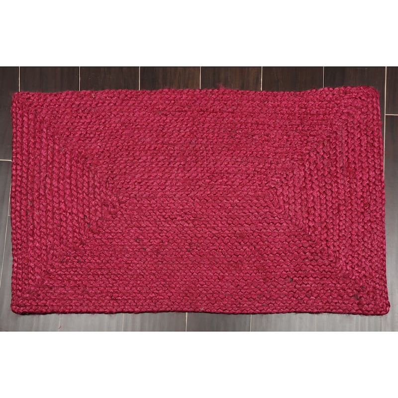 Hand Made Burgundy Handspun Jute Modern&Contemporary Oriental Area Rug - 2' x 3'