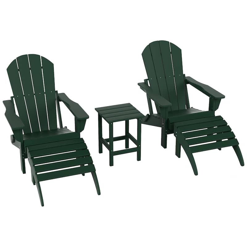 Polytrends Laguna Hdpe All Weather Outdoor Patio Foldable Adirondack Chairs Conversation Set (5-Piece Set)