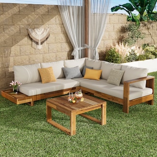 Christopher Knight Home - Riley Outdoor 4-piece Acacia Wood Sectional Patio Sofa Set