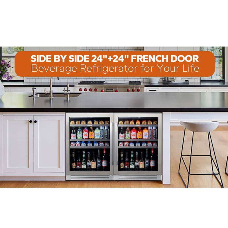 TWO Beverage Cooler 280 Can Beverage Center Refrigerators (Set of 2x24inch) - 48 inch