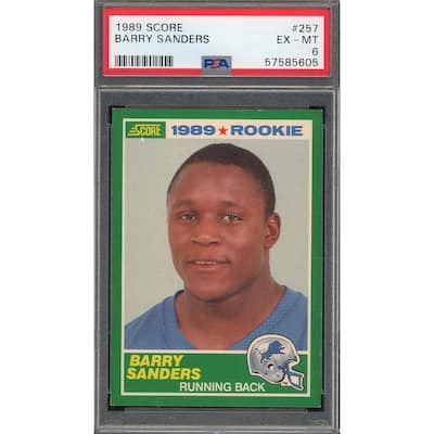 Barry Sanders 1989 Score Football Rookie Card RC #257 Graded PSA 6 - 8'6" x 11'6"
