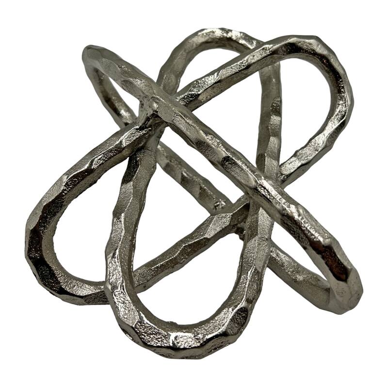8 Inch Wide Decorative Handmade Aluminum Abstract Sculpture - 8 x 8 x 3 in - Nickel