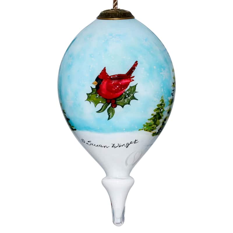 Inner Beauty Santa and Snowman Hand Painted Glass Ornament - N/A