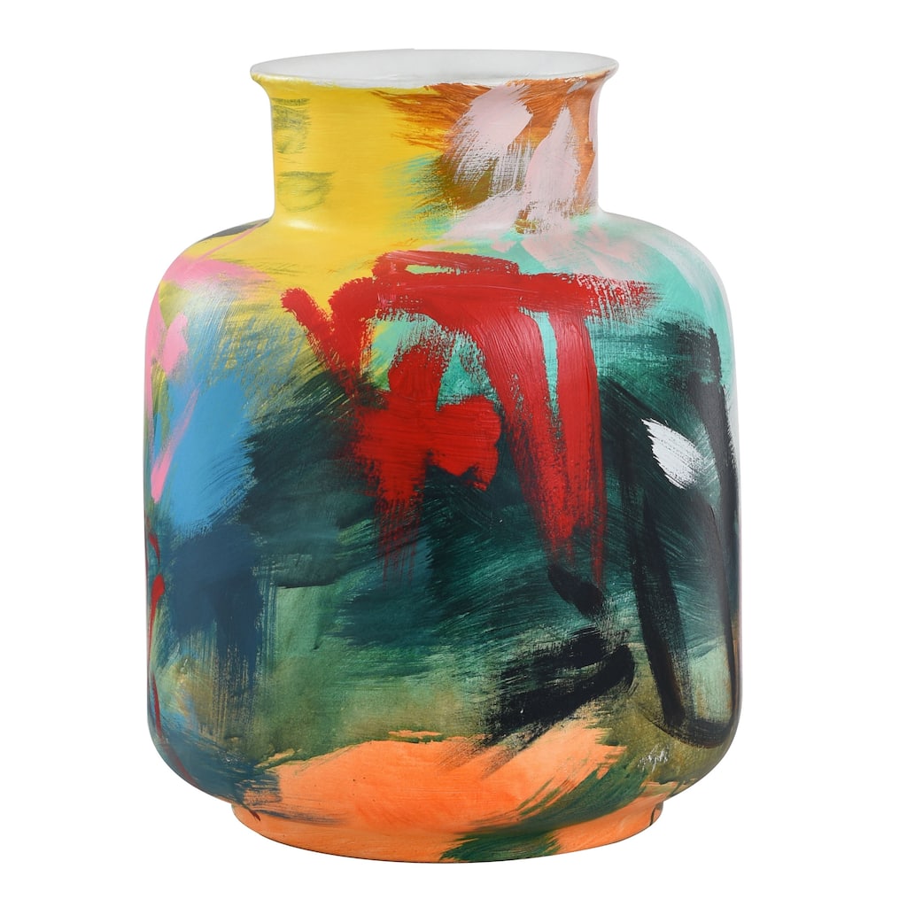 Harp & Finial Tene Vase - Multi Color Finish on Ceramic