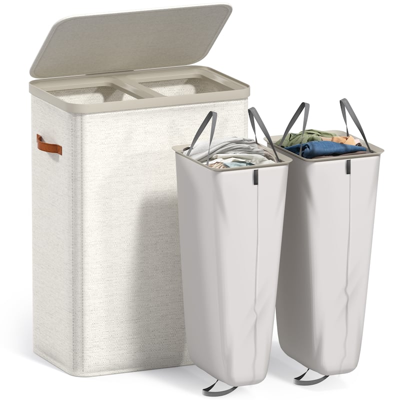 Sorbus 2-Compartment Laundry Basket with Removable Laundry Bag - Durable Organizer for Bathroom.