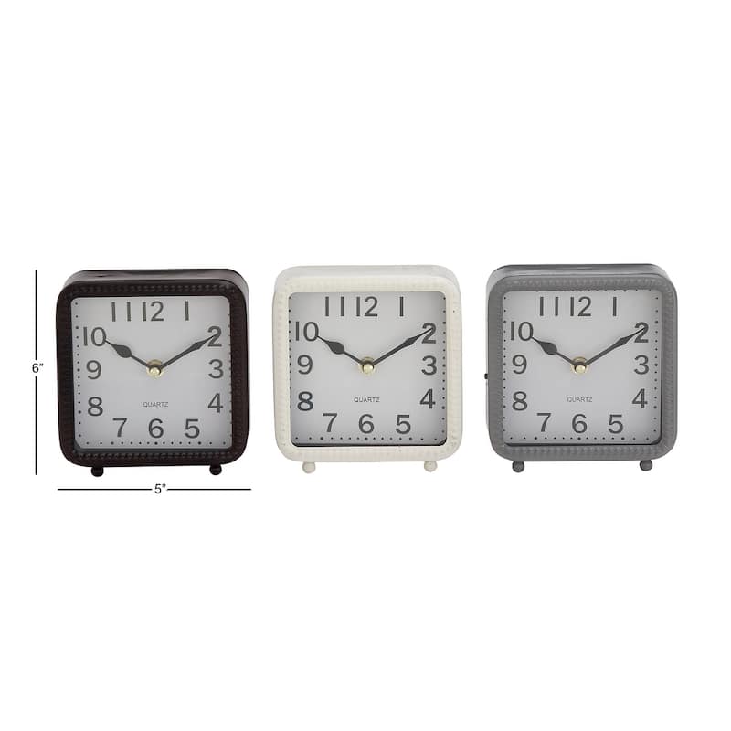 Metal Decorative Clock - Set of 3 White - Roche River Decor
