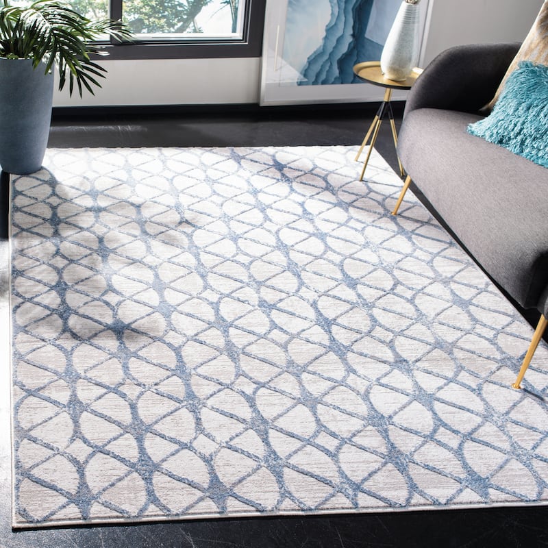SAFAVIEH Amelia Tanasa Geometric Distressed Rug - 3' x 5' - Grey/Blue