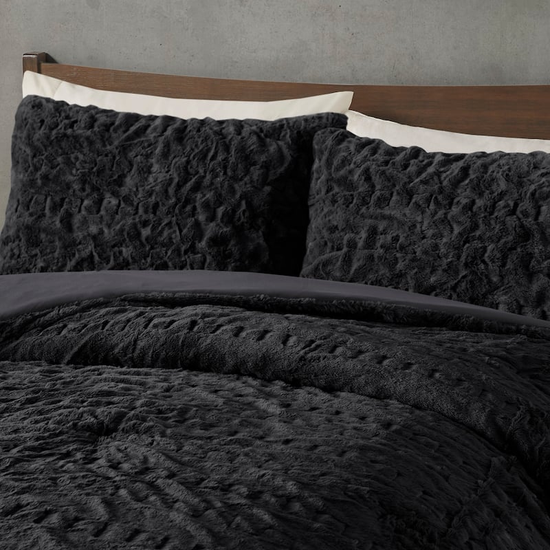Madison Park Dakota Ruched Fur Down Alternative Comforter Set