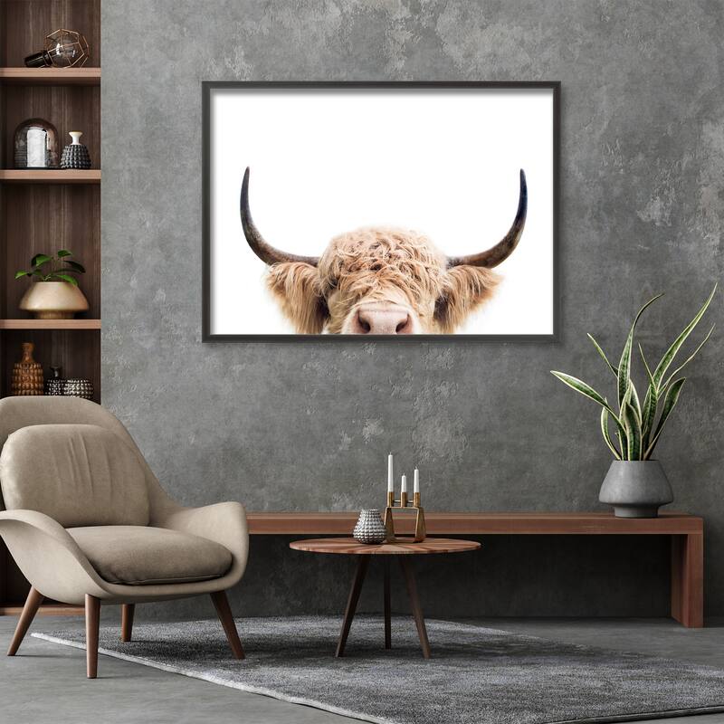 "Peeking Cow" Framed Print Wall Art by Kathrin Pienaar