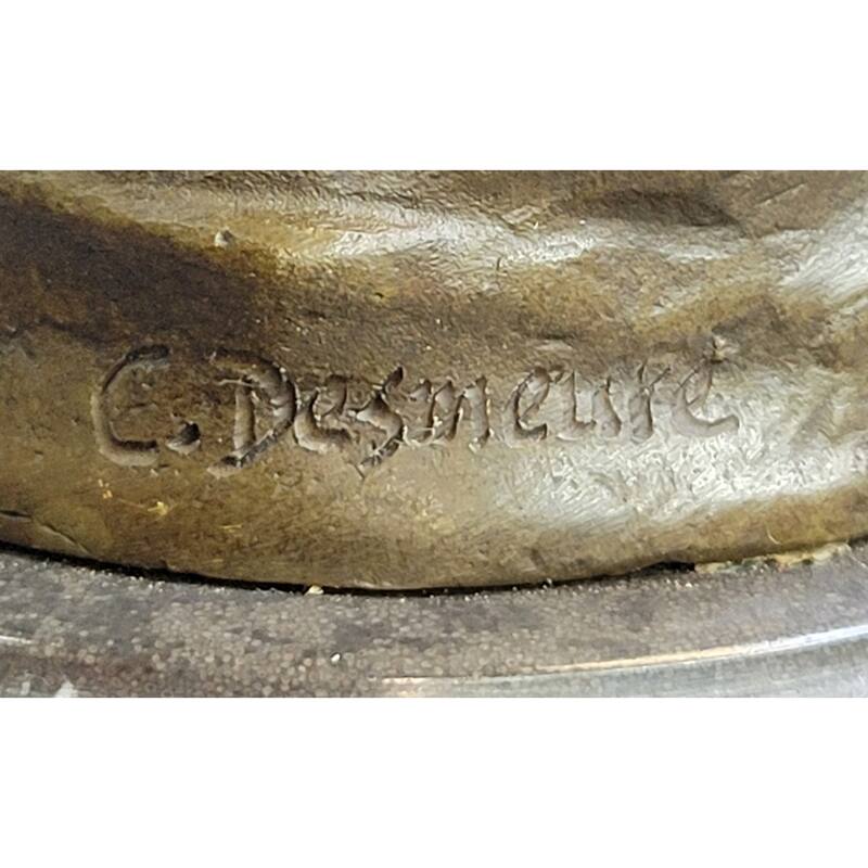 Peasant Farmer Girl W/ Rake Harvest Bronze Statue Sculpture Figure Desmure 12 Inches X 6 Inches