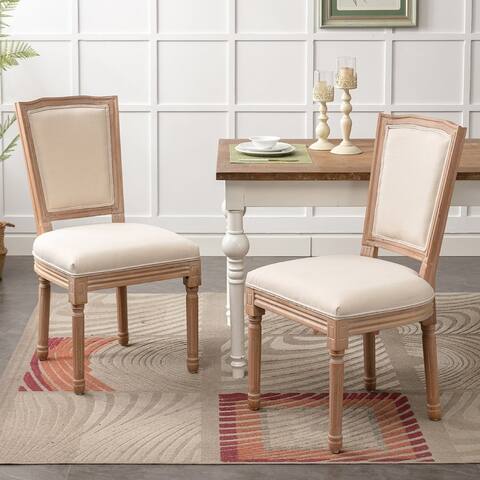 2pc Oval Side Chairs with Round Hollow Back & Solid Wood Legs