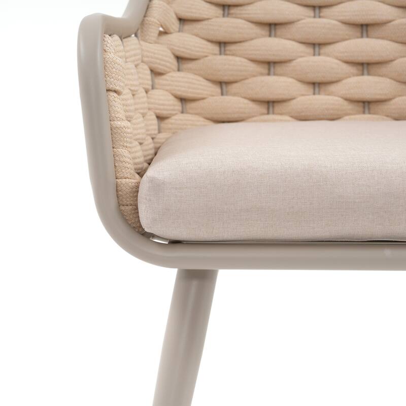 Outdoor 2-Piece Metal Arm Dining Chairs With Cushions