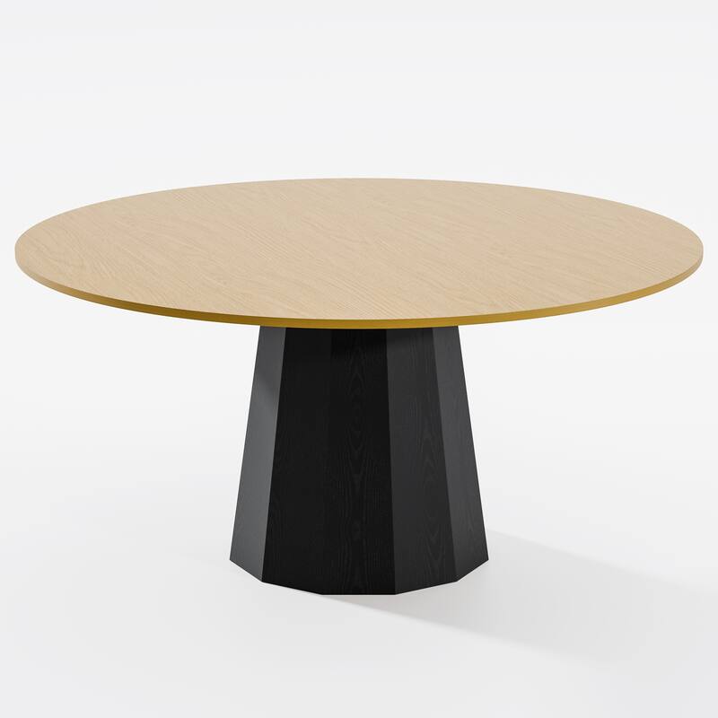 Solid Wood Round Dining Table Kitchen Table with Tabletop and Tapered Base for Living/Dining Room Coffee Office