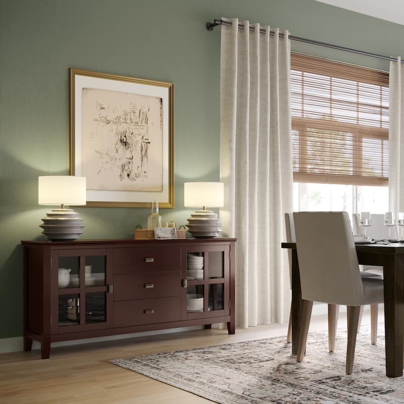 WYNDENHALL Stratford SOLID WOOD 60" Wide Contemporary Sideboard Buffet in Russet Brown - 17"d x 60"w x 30"h - Russet Brown