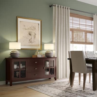 WYNDENHALL Stratford SOLID WOOD 60" Wide Contemporary Sideboard Buffet in Russet Brown - 17"d x 60"w x 30"h