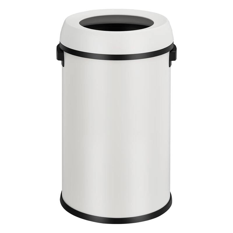 17 Gallon Commercial Stainless Steel Trash Can with Open-Top - White