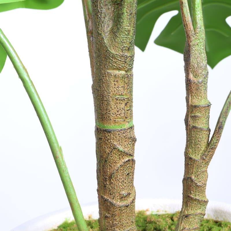 30" Artificial Monstera Deliciosa Plant with White Pot, 2 pcs / set