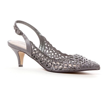 Lasercut Low-Heel Pointed Toe Slingback