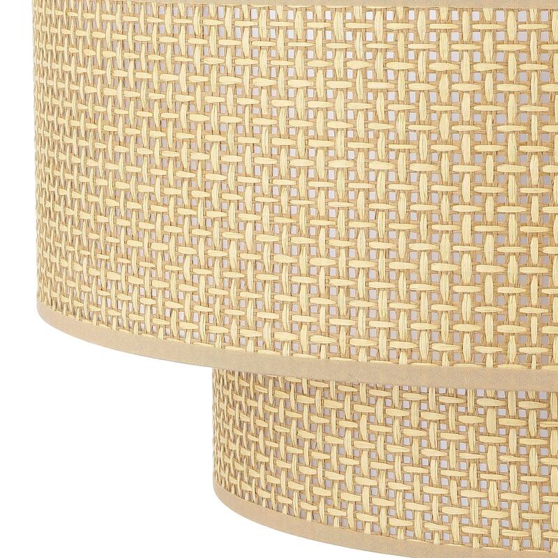 Rattan Chandelier Modern Natural Woven 18" 4-Light Black