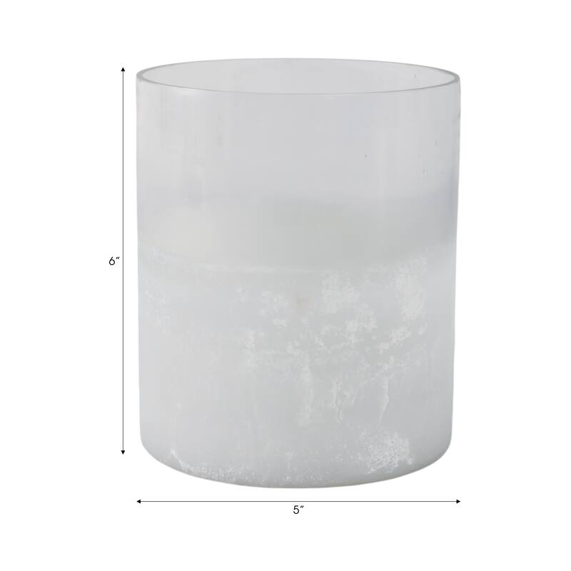 Glass Frosted Finish Pillar Candle Holder - Clear