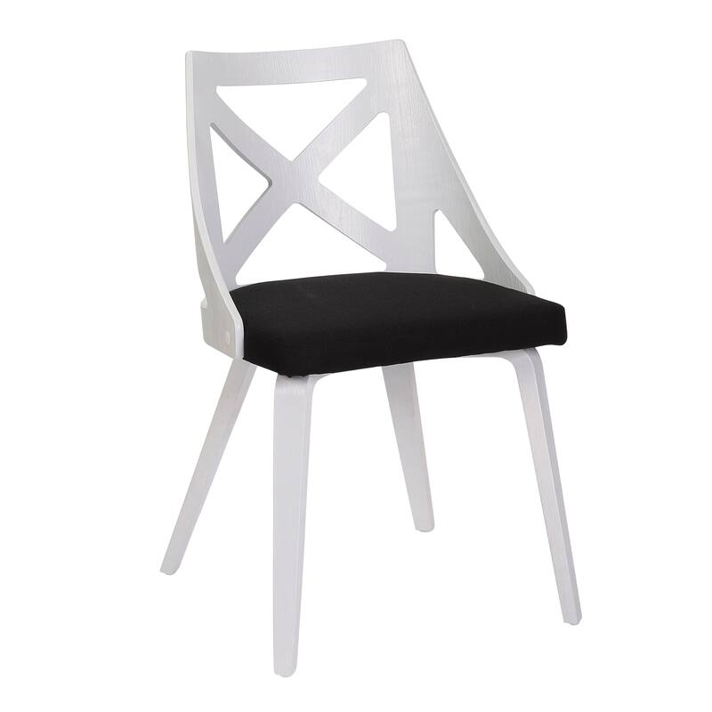 The Gray Barn Charlotte Farmhouse Chair - Set of 2 - Charcoal Fabric/White Textured Wood