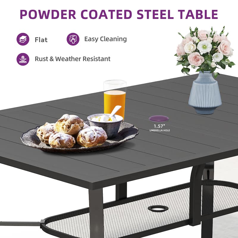 Metal Outdoor Dining Table with Umbrella Hole